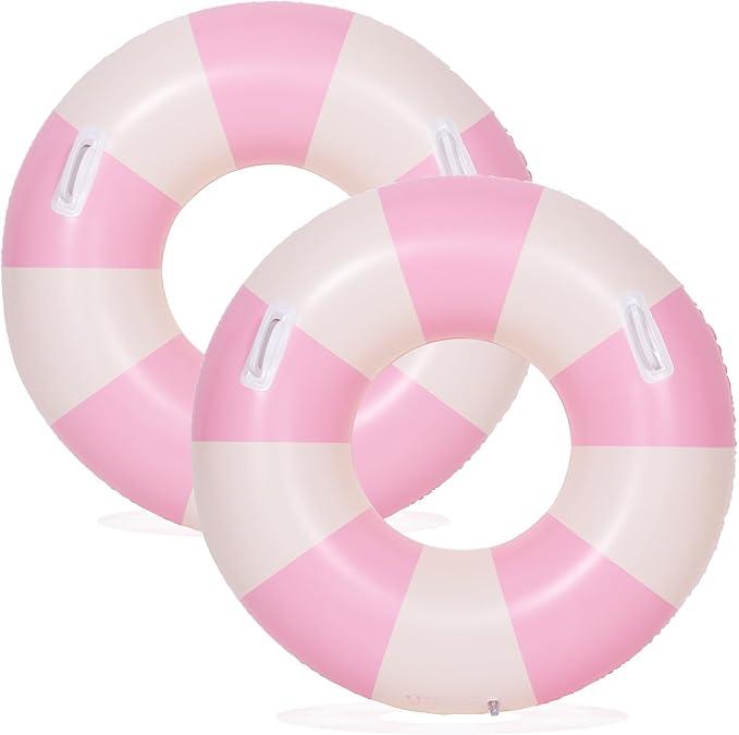 Swimming Pool Tubes-2PCS Inflatable Pool Floats for Adult Swim Ring Pool Floaties Inflatable Swimming Pool Raft Party Water Summer Beach Lounger Float Party Supplies