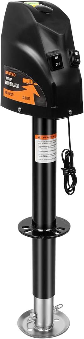 BEETRO Electric Trailer Jack 4000 lbs, Power Tongue Jack for A-Frame Travel, Cargo, and Utility Trailers or 5th Wheel RVs, 22" Lift, 12V DC, Black