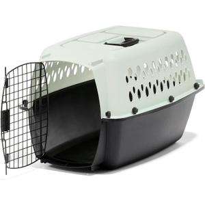 Petmate Pet Porter Fashion Dog Kennel Plastic Crate for Pets 15-20 lbs, Pet Carrier For Home and Travel, Made in USA, 24" L x 14.5" H, Pale Aqua and Black