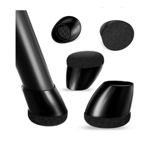 Ezprotekt 16 Pcs Chair Leg Floor Protectors, Silicone Covers Felt Furniture Pads for Hardwood Floors, Chair Leg Caps for Tilted Legs(15°-25°), Anti-Scratch and Reduce Noise Round L Black Fit (1"-1.3")