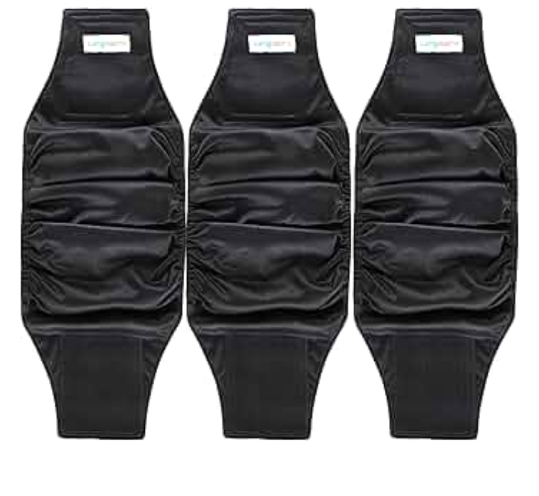 Langsprit Male Belly Bands for Dogs (Pack of 3)  High Absorbing Dog Wraps Male Washable  Reusable Dog Diapers (Black, Medium)