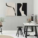 BOKPEN Black and White Abstract Canvas Wall Art Line Minimalist Paintings Artworks Mid Century Geometric Poster Modern Pictures Prints for Office Bathroom Bedroom Home Decor 16x24 Inch canvas