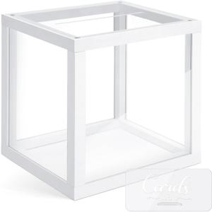 Menkxi Clear Wedding Card Box with Slot 10 x 10 x 8.5 Large Acrylic Card Box for Party Wooden Envelope Holder with Sign for Wedding Quinceanera Birthday Baby Shower Decorations(White,Wood)