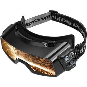 Welding Glasses Auto Darkening View Area 4.82 x 1.38 Inch Welding Goggles for Men Assemblable Adjustable Cutting Torch Glasses Gear for TIG MIG ARC Grinding, Not Include Mask