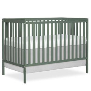 Dream On Me Synergy 5-in-1 Convertible Full-Size Baby Crib with Toddler, Day & Full Bed Conversion in Meadow Green, GreenGuard Gold & BSA, 3 Mattress Heights, Sustainable Pinewood (EXP 10/04/26)