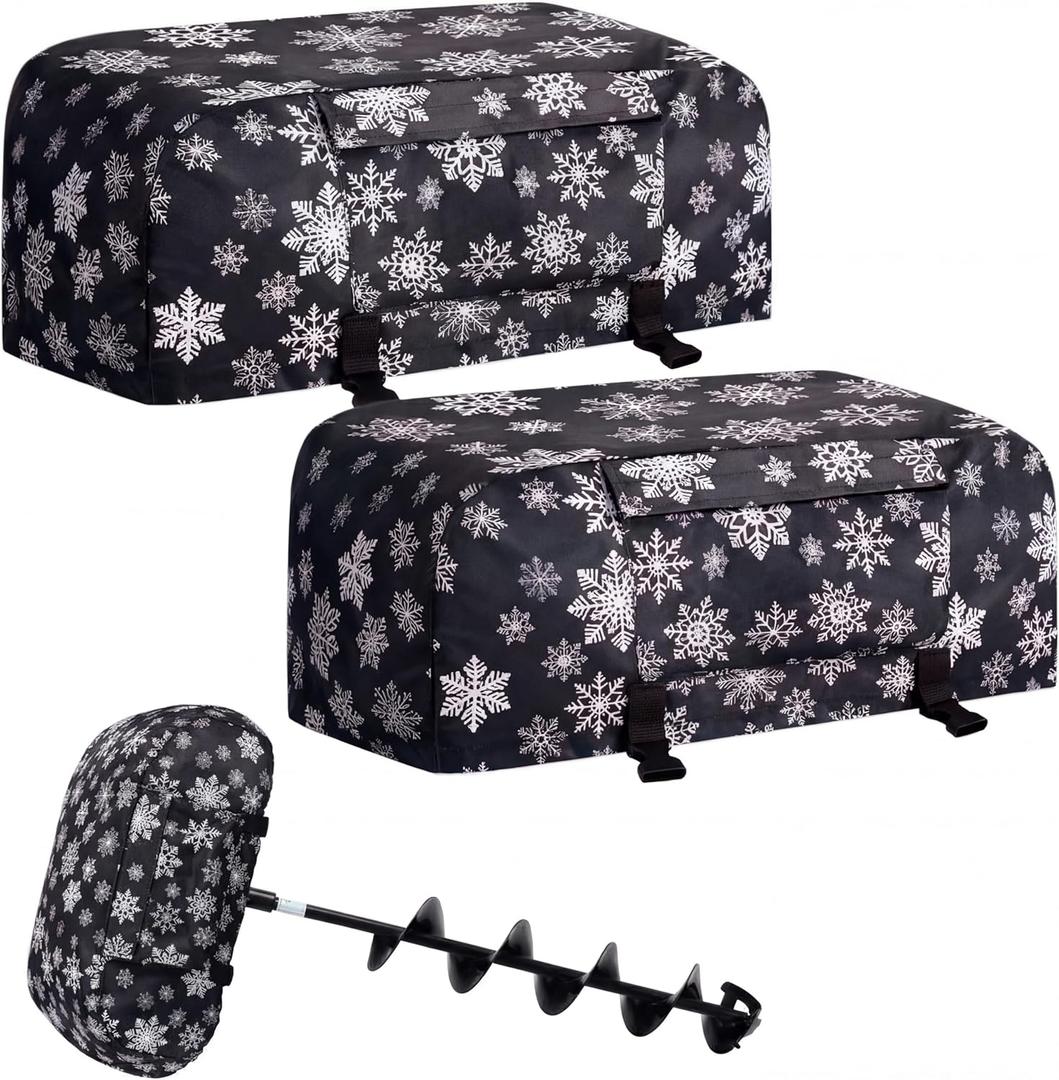 Sadnyy Ice Auger Powerhead Cover with Pockets Heavy Duty Waterproof Marine Ice Auger Cover for Fishing Accessories Waterproof Protective Bag with Tear-Resistant Storage Pockets & Drawstring (Black)