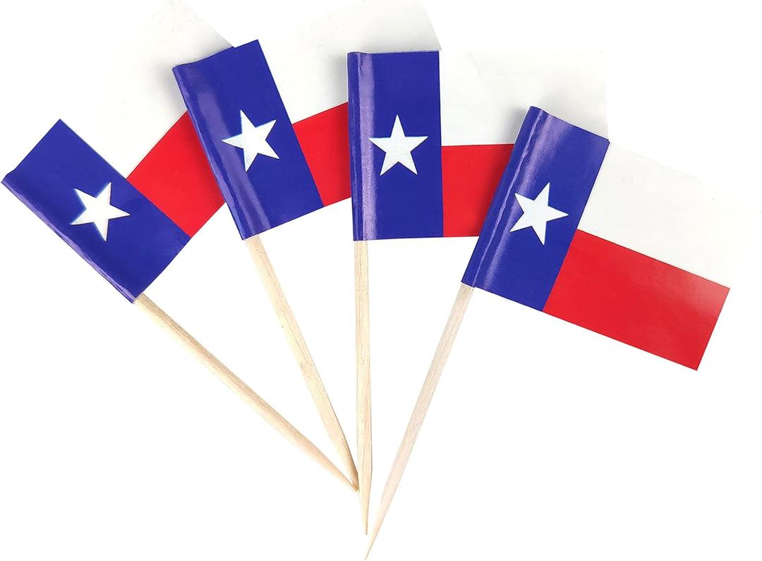 2 x QQSD Texas Toothpick Flag Small Mini Texas Cupcake Topper Flags, 100 pcs
