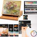 DJAR 49 pcs Acrylic Paint Set with Tabletop Easel Box, 24 Acrylic Paint Colors, Sketchbook, Painting Pads, and Complete Acrylic Art Supplies Kit for Adults, Teens, and Beginners