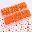 3000PCS Resin Flatback Rhinestone, 2mm 3mm 4mm 5mm 6mm Orange AB Flatback Jelly Resin Rhinestones for Tumblers, Mugs, Bottles, Craft Decoration, Loose Bling Glitter Gem Stone (Mix 5 Sizes)