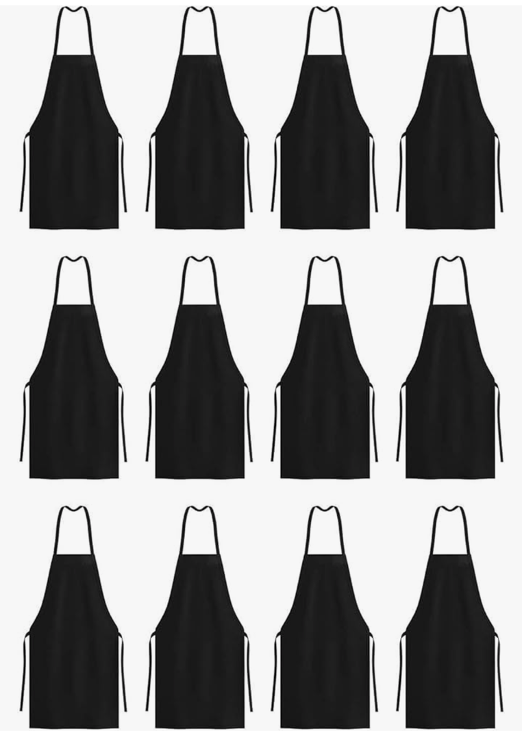Arkwright Bib Aprons Bulk Pack - Long, Oversized Professional Restaurant Quality, Unisex Kitchen Work Apron for Chefs 12 PCS