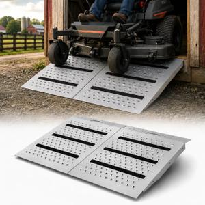 29" x 48" Upgraded Dual Layer Anti Slip Shed Ramps with Strips, 1500 LBS Heavy Duty Ramps for Sheds, Punch Plate Lawnmower Loading Ramp Set for Lawn Tractor ATV Garages Barns Wheelbarrow, 2PC