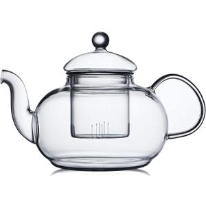 CnGlass 33.8oz Glass Teapot with Removable Infuser,Stovetop Safe Tea Kettle,Blooming & Loose Leaf Tea Pot