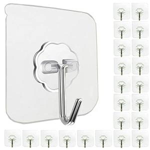 Jwxstore 23 Pack Adhesive Wall Hooks 33LB Heavy Duty No Drill Transparent Waterproof Hooks for Bathroom Kitchen Towel Coat Office Home Outdoor