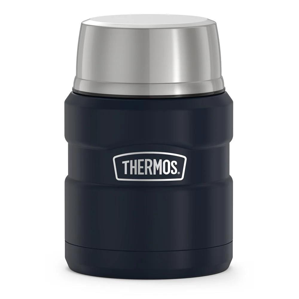 THERMOS Stainless King VacuumInsulated Food Jar with Spoon, 16 Ounce, Midnight Blue