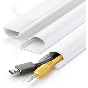 42.5in Cord Cover, Cord Hider for 1-2 Cords, Half Round Cord Covers for Wires on Wall, Adhesive Wire Hiders for TV on Wall, 3xL14.2in, W1.18 x H0.43in, White