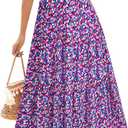 BTFBM Women's Clothing Wedding Guest Dresses Casual Boho Floral Short Sleeve Smocked Maxi Beach Spring Summer Dress 2026 (S)