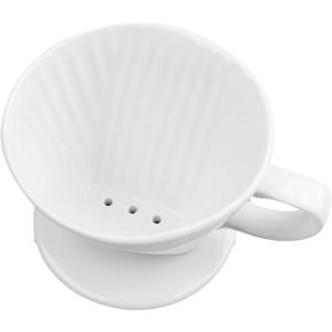 Handmade Pour Over Ceramic Coffee Dripper - Authentic Brewing Experience for Camping, Office, and Home (White)