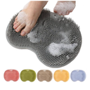 Shower Foot Scrubber Mat with Non-Slip Suction Cups, Foot Back Cleaning Pad Back Washer Exfoliating Bath Wash Pad, Wall Mounted Slip Suction Cups for Use in Cleaner Men and Women (Grey)