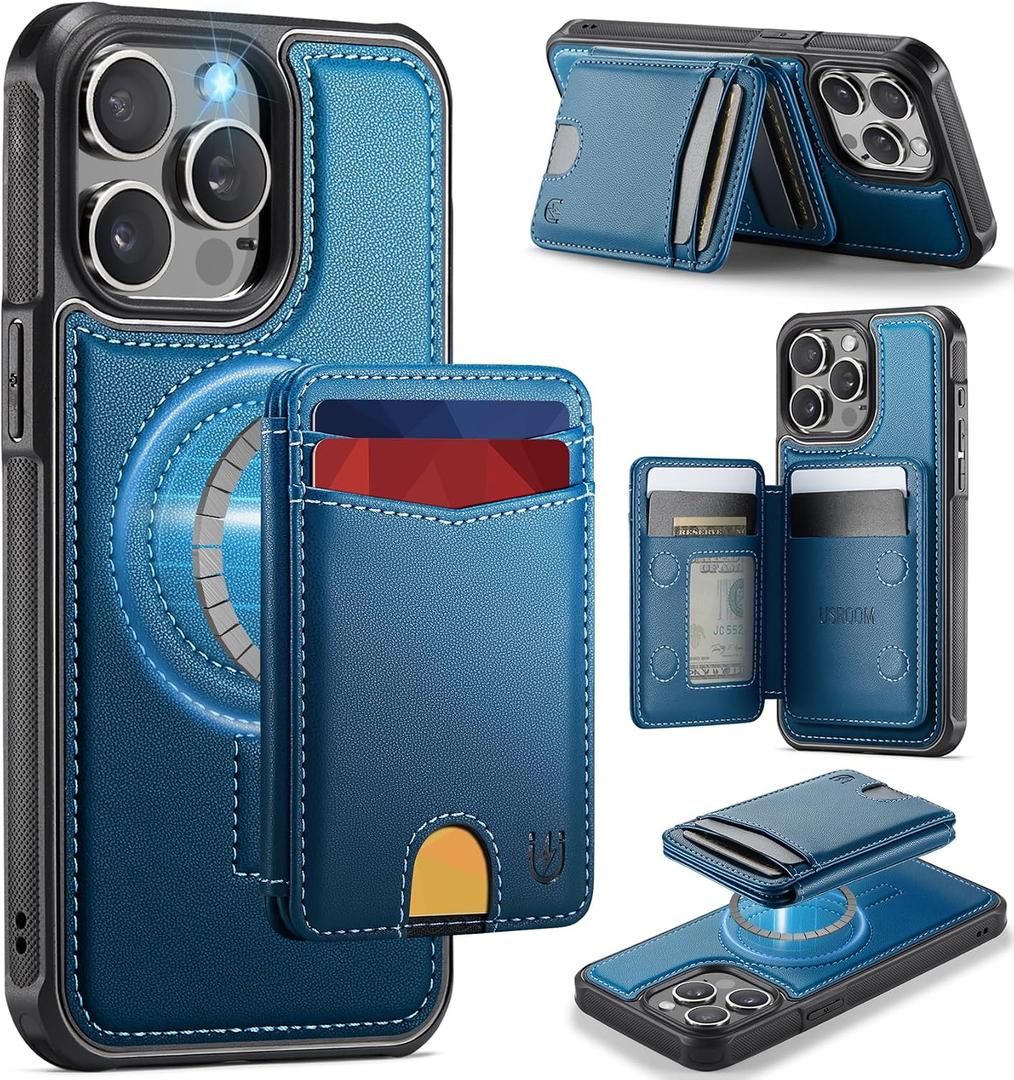 for iPhone 13 Pro Max Wallet Case Compatible with Magsafe, Blue