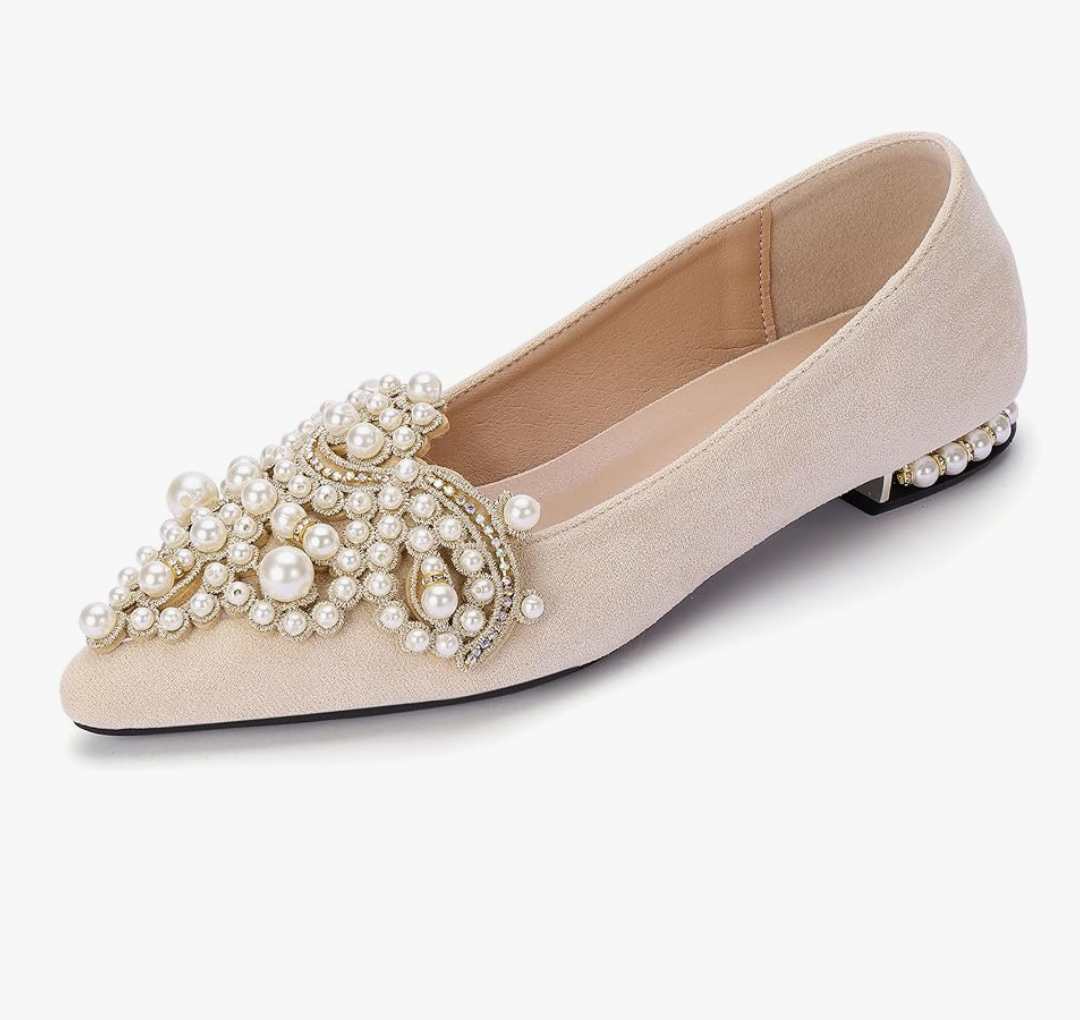 Flats for Women Bling Rhinestone Pointed Flat Shoes Comfort Slip on Low Heel Wedding Dress Shoes Ballet Flat Shoe size 39