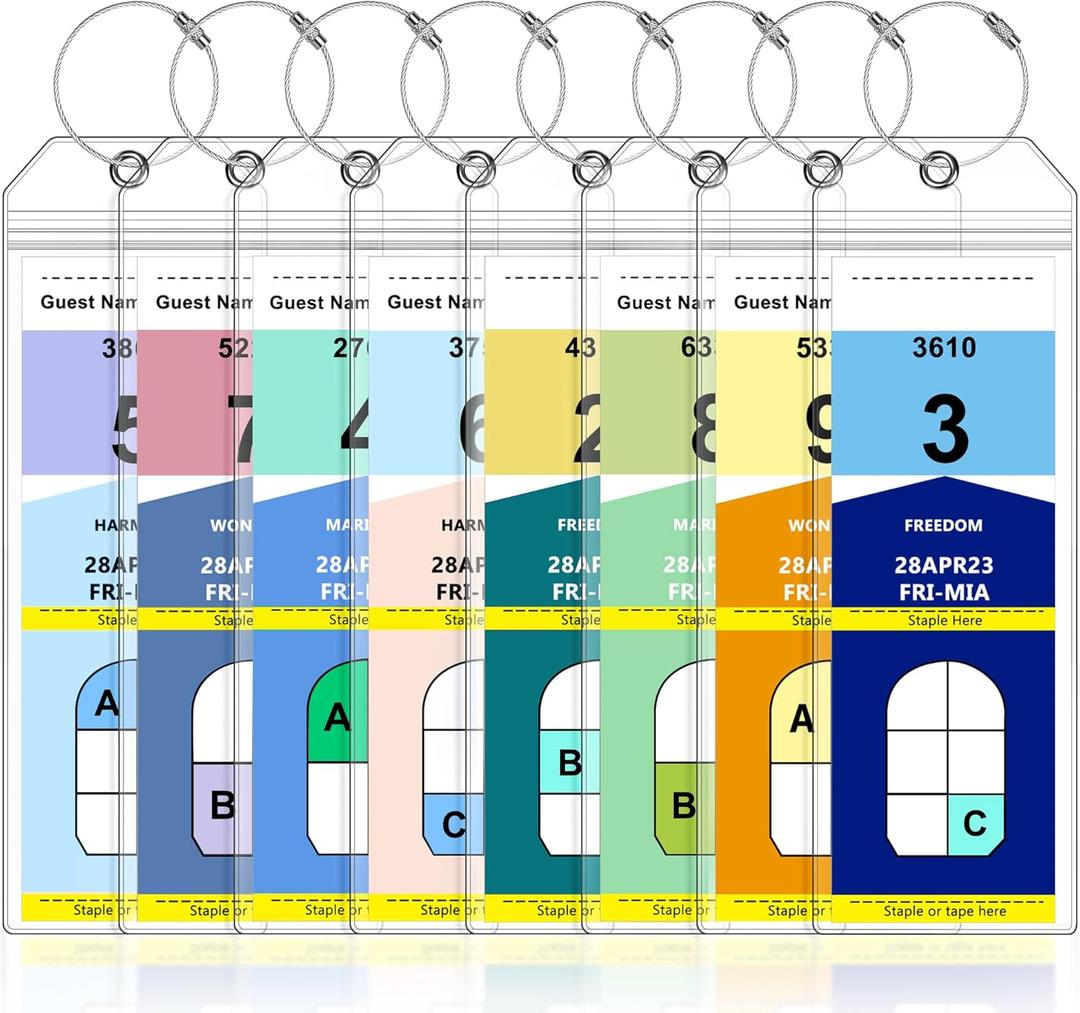 8 Pack Luggage Tags Travel Essentials & Cruise Essentials for NCL, Princess, Carnival, Royal Caribbean & Celebrity Cruise Ships by SEAVILIA