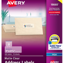 AVERY Clear Address Labels 1 x 2-5/8 inch | Matte Finish | Sure Feed Technology | For Inkjet Printers | 300 Labels,