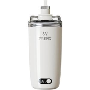 PREPIX Self Stirring Mug, USB-C Rechargeable Coffee Mixer, Stainless Steel Insulated Travel Mug with Electric Stirrer & Spill-Proof Lid, for Coffee, Hot Chocolate & Matcha, 14oz