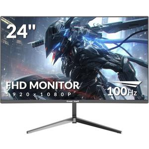 24 Inch Curved Monitor, Full HD 1080P, 100Hz Refresh Rate, 120% sRGB, 3-Side Ultra-Slim Bezel, Blue Light Filter, HDMI VGA Inputs, for Home Office Dorm  Black