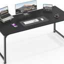 Huuger Computer Desk, 55 Inch Home Office Desk, Gaming Writing Work from Home Study Desk, Large Legroom, Sturdy Metal Frame, Modern Simple, Black