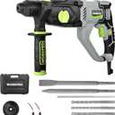 WORKPRO Premium 1-1/4 Inch SDS-Plus Rotary Hammer Drill, 7.5AMP, Lightweight Corded Version for Concrete Demolition Chipping Rotomartillo, 5 SDS-Plus Bits