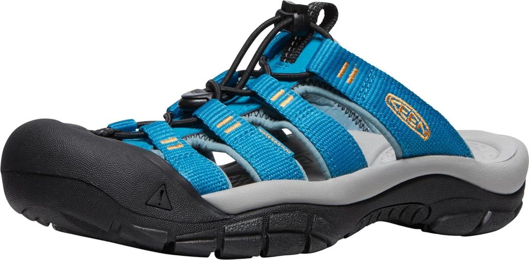 KEEN Women's Newport Closed Toe Slip on Sandals (7, Fjord Blue/Iceland Poppy)