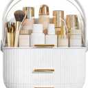 Makeup Organizer Skincare Organizers - Cosmetic Display Cases with Transparent Cover, SkinCare Organizers for Bathroom Countertop, Bedroom Vanity Desk, Lipstick Organizer, White