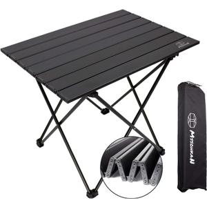 Camping Table Folding Portable Camp Side Table Aluminum Lightweight Carry Bag Beach Outdoor Hiking Picnics BBQ Cooking Dining Kitchen (16"D x 11"W x 15"H, Black)
