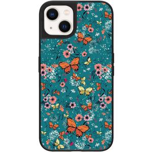 Floral Butterfly Pattern Phone Case for iPhone 14 - Slim Shockproof Hard Shell with 5ft Drop Protection, Cute Aesthetic Phone Cover, Gift for Teens and Women