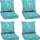 Arden Outdoor Deep Seat Cushion Set (4-Pack), 24 in x 24 in, Weather-Proof, Rain-Proof, Fade Resistant Patio Cushion for Chair, Sofa, and Couch Teal Ariel