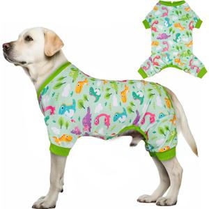 KYEESE Dog Pajamas Comfy Clothes for Dogs Boy Girl Stretchy Pet Jammies Onesie Soft Outfit Velvet Pjs Large Dog Pajamas with Colorful Dinosaurs, XX-Large