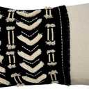 SARO LIFESTYLE Noir Et Blanc Collection Embroidered and Embellished Pillow Cover, 12"x20", Black & White