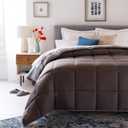 Linenspa Down Alternative Comforter, Stone/Charcoal, Oversized Queen