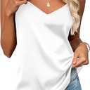 Zeagoo Women's Silk Satin Tank Tops 2025 V Neck Adjustable Spaghetti Strap Sleeveless Camisole Summer Basic Blouse M