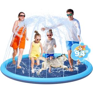 Splash Pad for Kids and Dog, YSJILIDE Non-Slip Large Sprinkler Splash Play Mat, 102" Sprinkler Pool for Outside Backyard Dog Pool