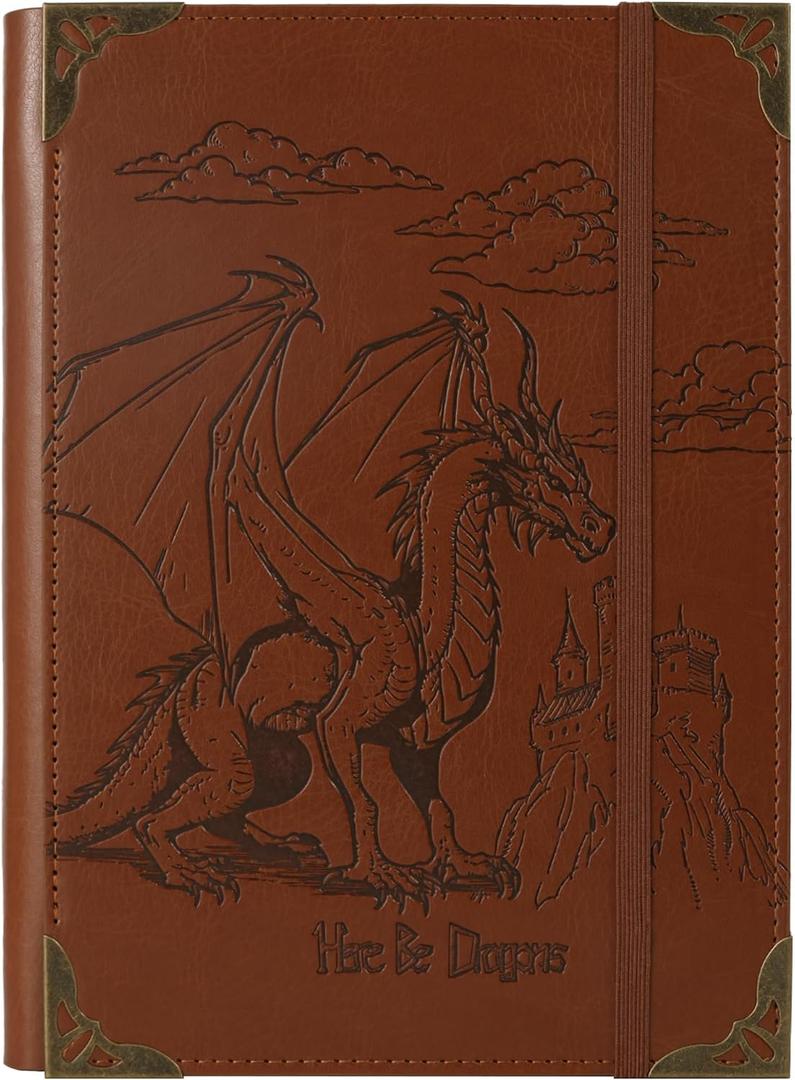 TIEFOSSI A5 Binder 6 Ring Notebook for Women Men, Hardcover PU Leather Journal, Dragon Vintage Journal for Boys, College Ruled Notebooks for School, Planner, Travel, Work, Organizer