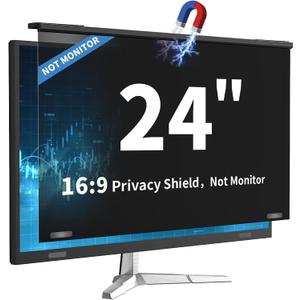 Magnetic 24 Inch Computer Privacy Screen for 16:9 Widescreen Monitor, Removable Hanging Anti-Blue Light Computer Screen Privacy Panel, Anti-UV Magnetic Attachment Monitor Privacy Screen