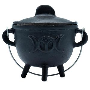 Cast Iron Cauldron with Lid and Handle, Witches Cauldron, Halloween Decoration