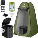 Portable Toilet Kit, Camping Toilet with Pop-Up Privacy Tent and Poo Gel Toilet Bags, Washable Portable Outdoor Showers Changing Rooms, Small