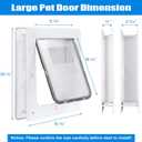Pet Door, Durable Plastic Dog Door, 16.7”x 11.7'' Inner Frame for Large Dog and Pets, Easy DIY Installation, Suitable for Interior and Exterior Doors, Screen and Wall, White Doggie Door