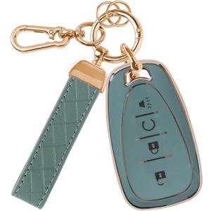 Rislobx Key Fob Cover Fit for Chevy Key, Car Key Case Protector for Volt Bolt Spark Equinox Traverse Trax (4 Buttons Blue)