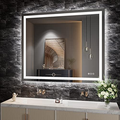 Amazon.com: Amorho LED Bathroom Mirror 44" X36" with Front and Backlight, Stepless Dimmable Wall Mirrors with Anti-Fog, Shatter-Proof, Memory, 3 Colors, Double LED Vanity Mirror(Horizontal/Vertical) : Home & Kitchen
