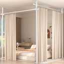 Room Divider for Room Separation,4-10ft(H) 28-140inch(W) Adjustable Temporary Privacy Wall Divider, Tension Curtain Rods No Drilling, Heavy Duty Partition Space Separator Freestanding,White