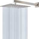 HarJue Shower Head with Extension Arm, High Pressure Square with ShowerArm, Stainless Steel Rainfall-Waterfall Full Body Coverage (10'' Shower with 16'' Arm, Brushed Nickel)
