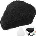 Feekoon Imitation Sheepskin Bicycle Seat Cover & Removable Sponge Padding, White Universal Sheepskin Bike Cushion Cover, Secure Fit Fur Protector for Wide Seat Spin Bike, Cruiser Exerciser (Black)